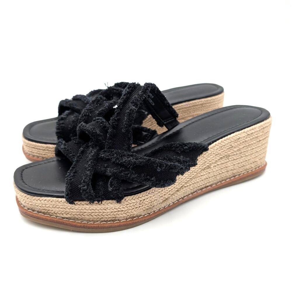 Splendid Danna Espadrille Wedge Heel Sandals Women's Black Size US9M EU39.5